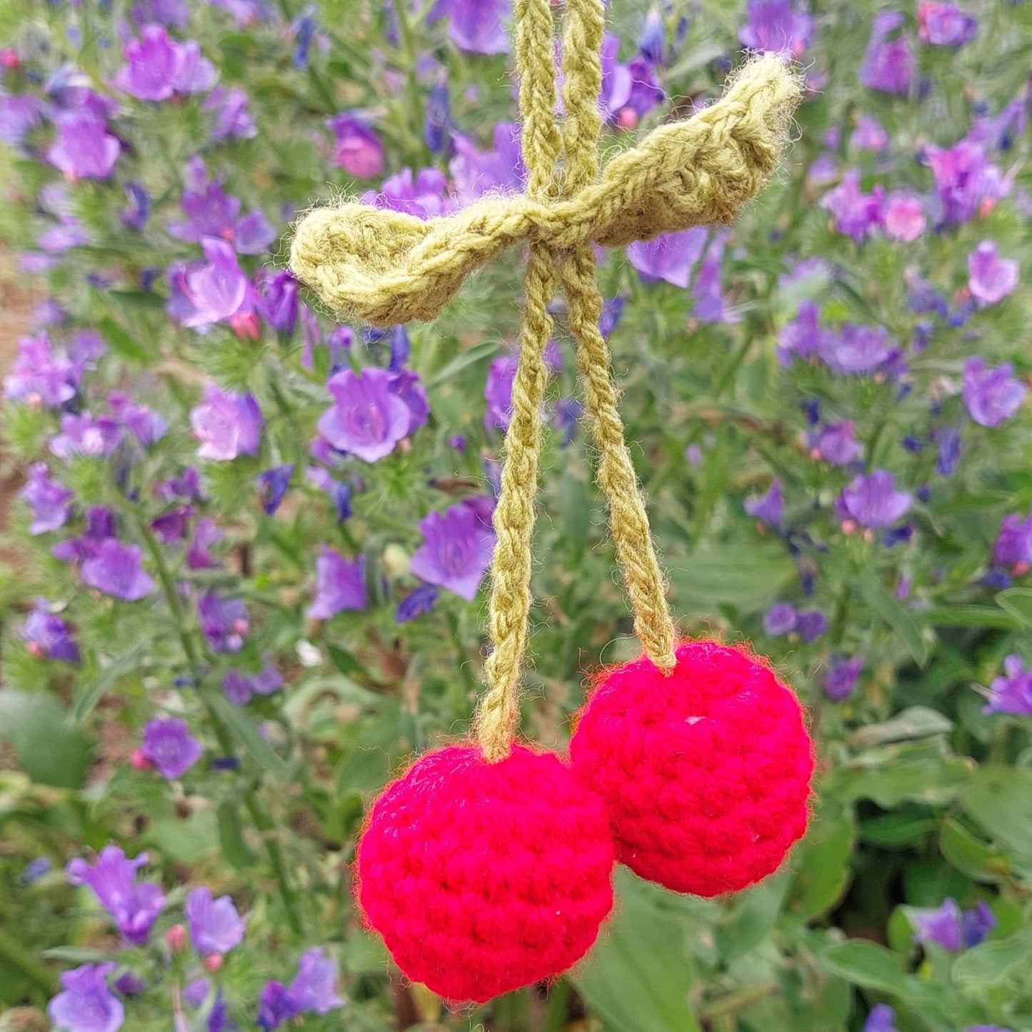 Crochet Cherry Car Hanger