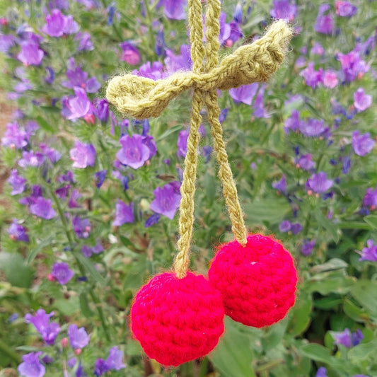 Crochet Cherry Car Hanger